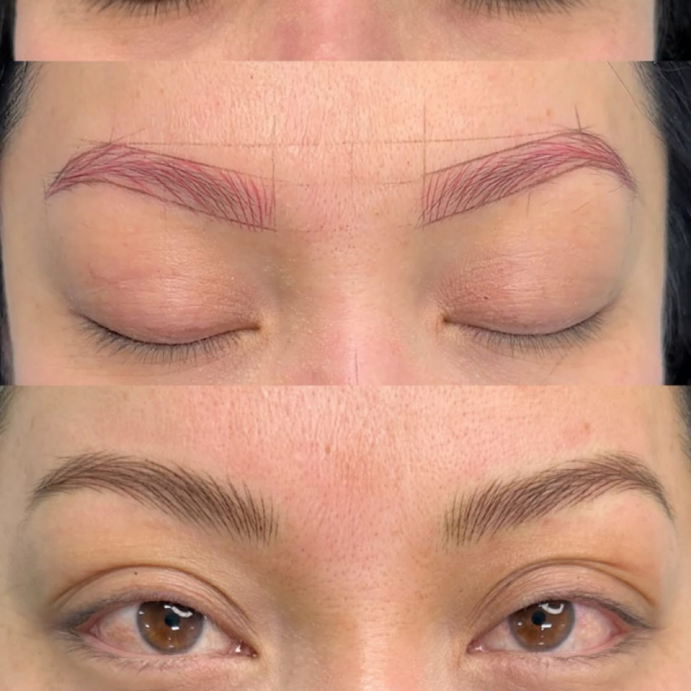 Nano hairstrokes, a machine alternative to microblading, by MK Brows Artist Pittsburgh PA